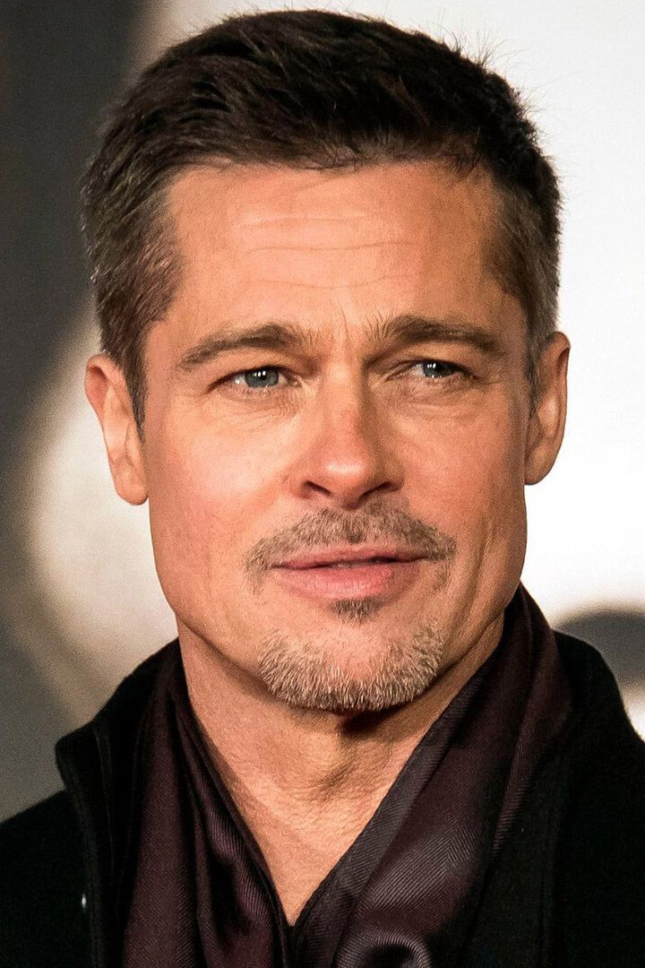 Bradley Pitt close-up monochrome portrait